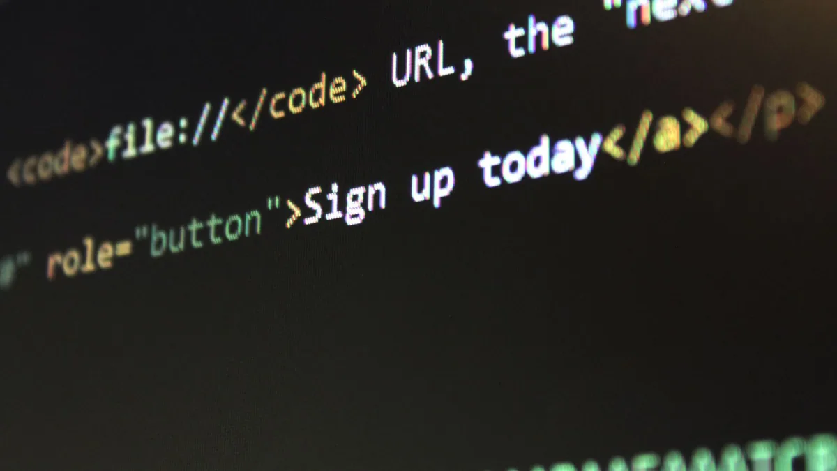 Balises SEO : code source HTML d’une page web affiché à l’écran