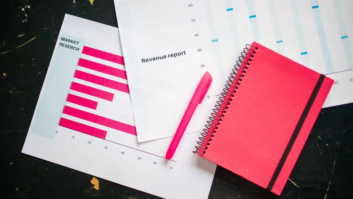 business model : stylo et carnet posés sur des graphiques de résultats