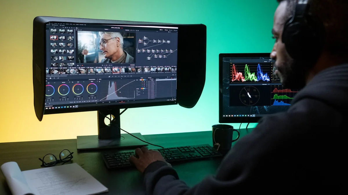 Combien gagne un youtubeur : un créateur monte ses vidéos sur ordinateur