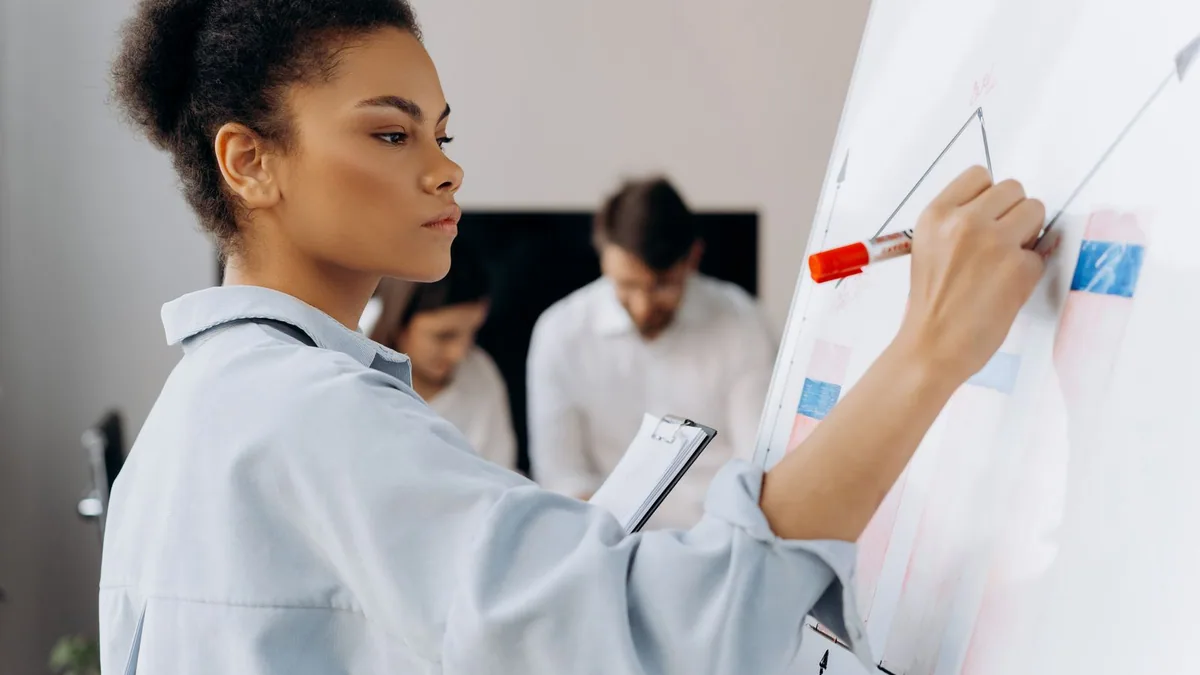 qualités entrepreneur : dirigeant animant une réunion avec son équipe