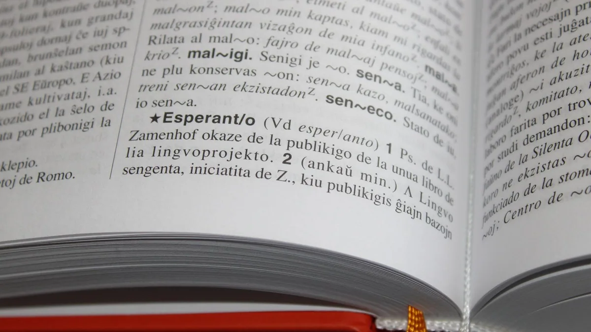 Traduire un site en anglais : page d'un dictionnaire photographiée en gros plan